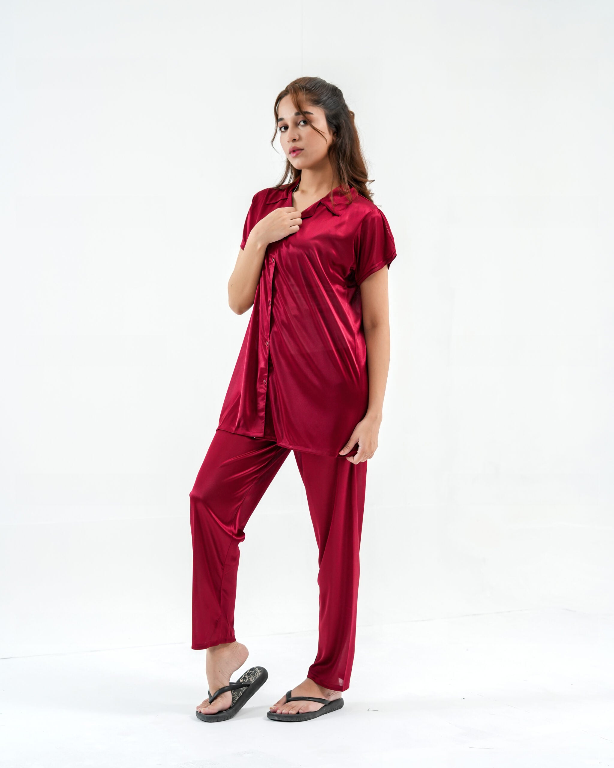 ComfySilk PJ- 2 Pc Set – Wine Red