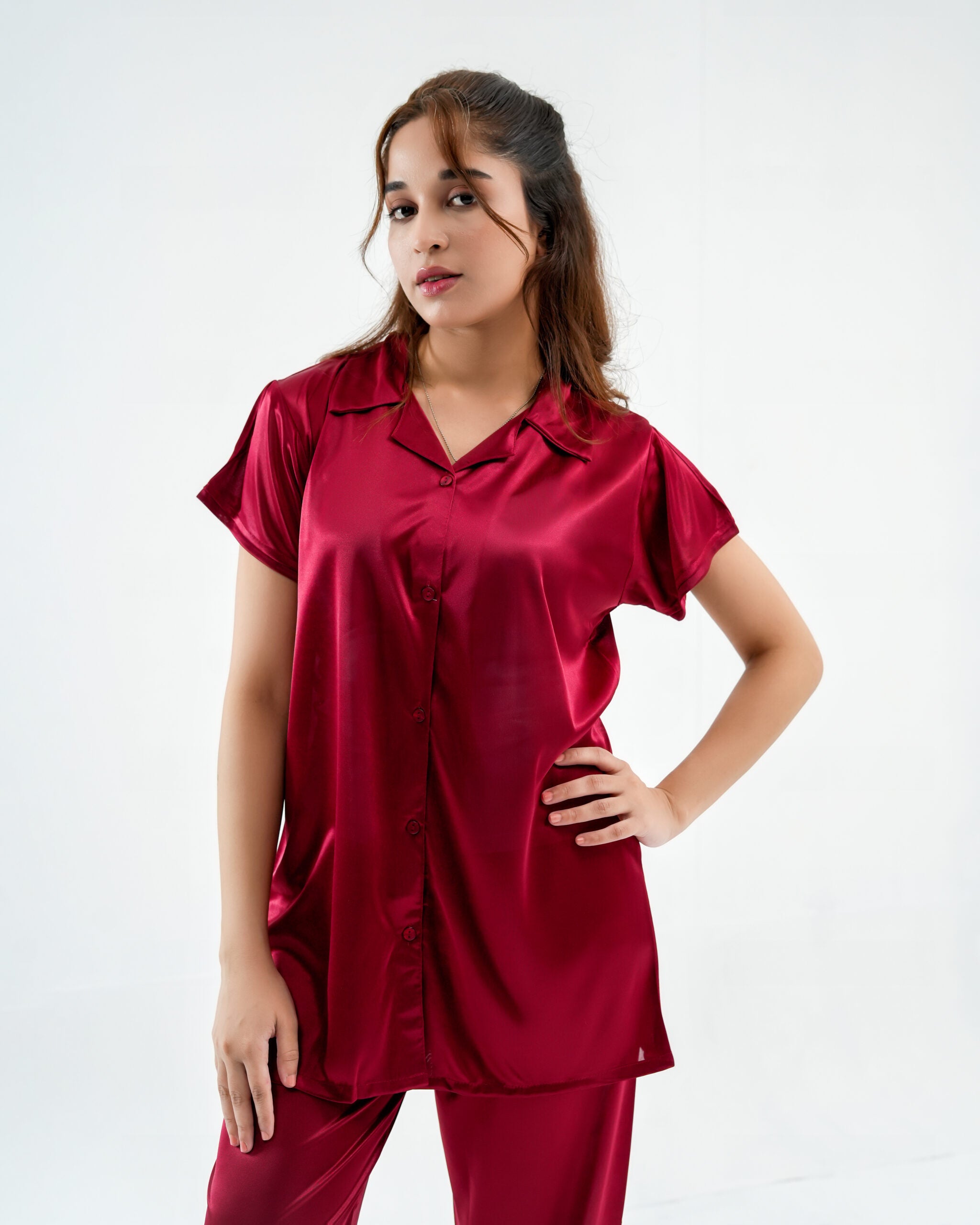 ComfySilk PJ- 2 Pc Set – Wine Red