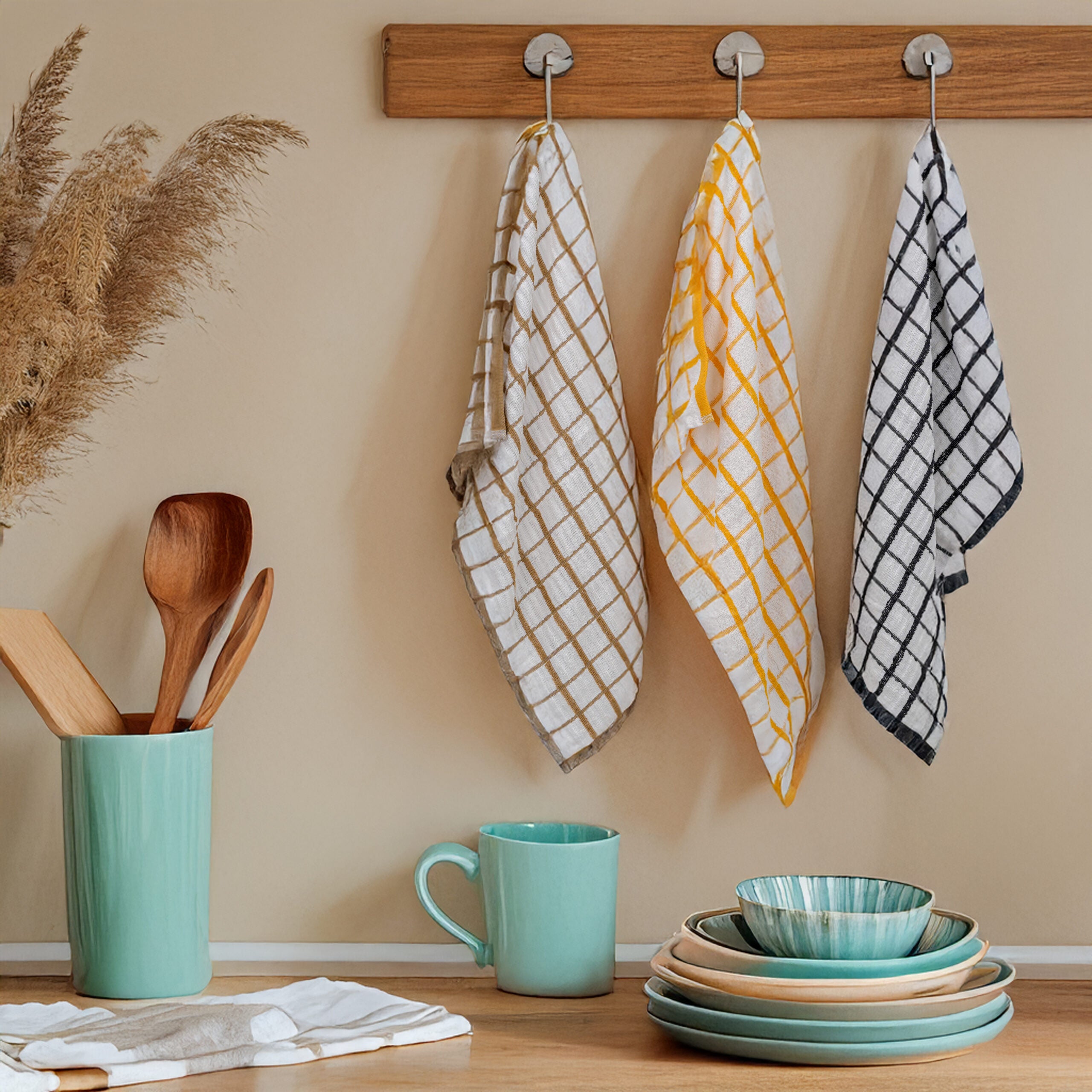 Checkered Kitchen Towels- 3 Piece Set