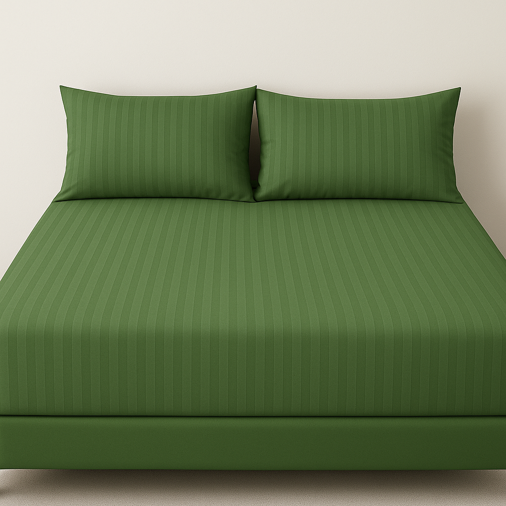 Striped Satin Fitted Sheet - 3 Piece Set