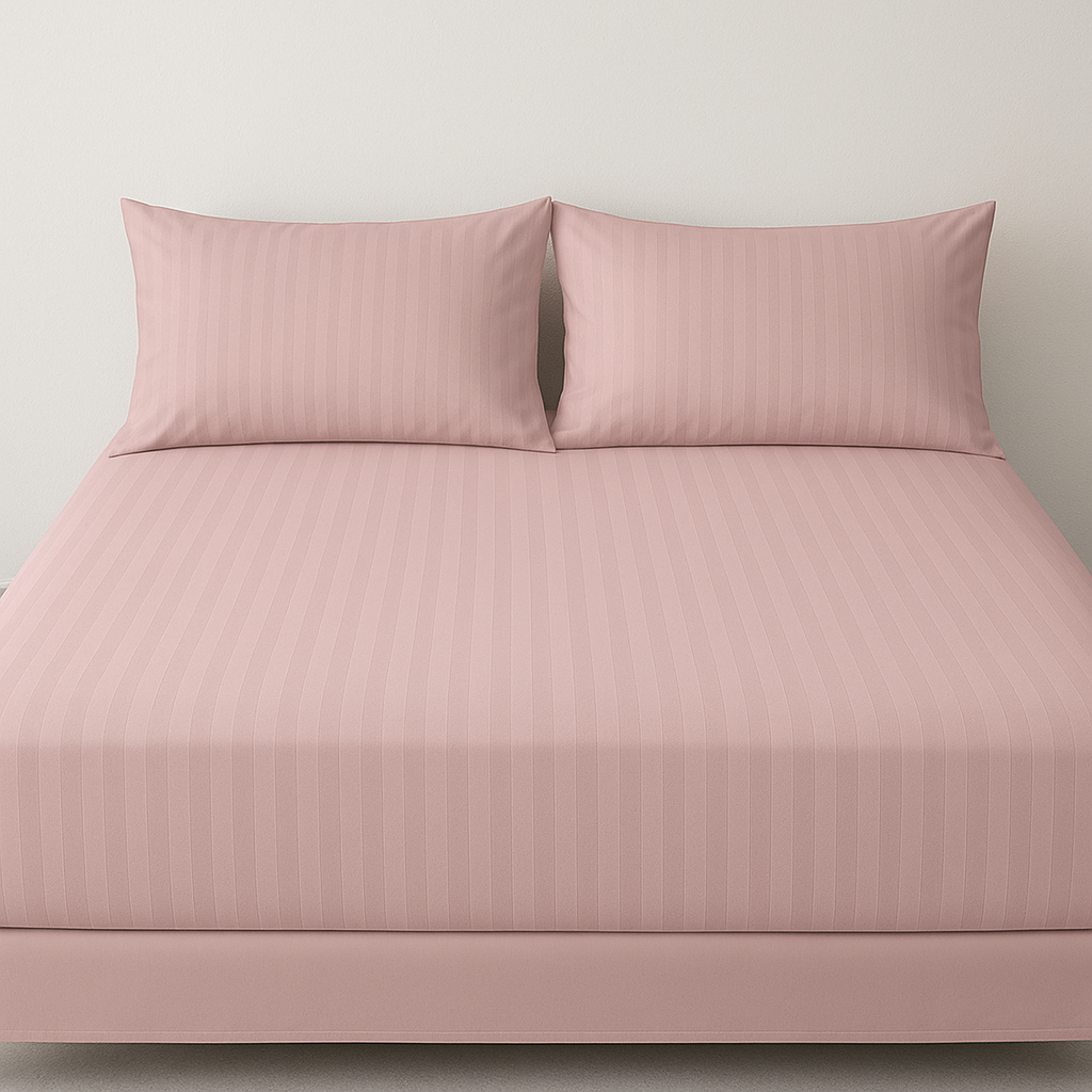 Striped Satin Fitted Sheet - 3 Piece Set