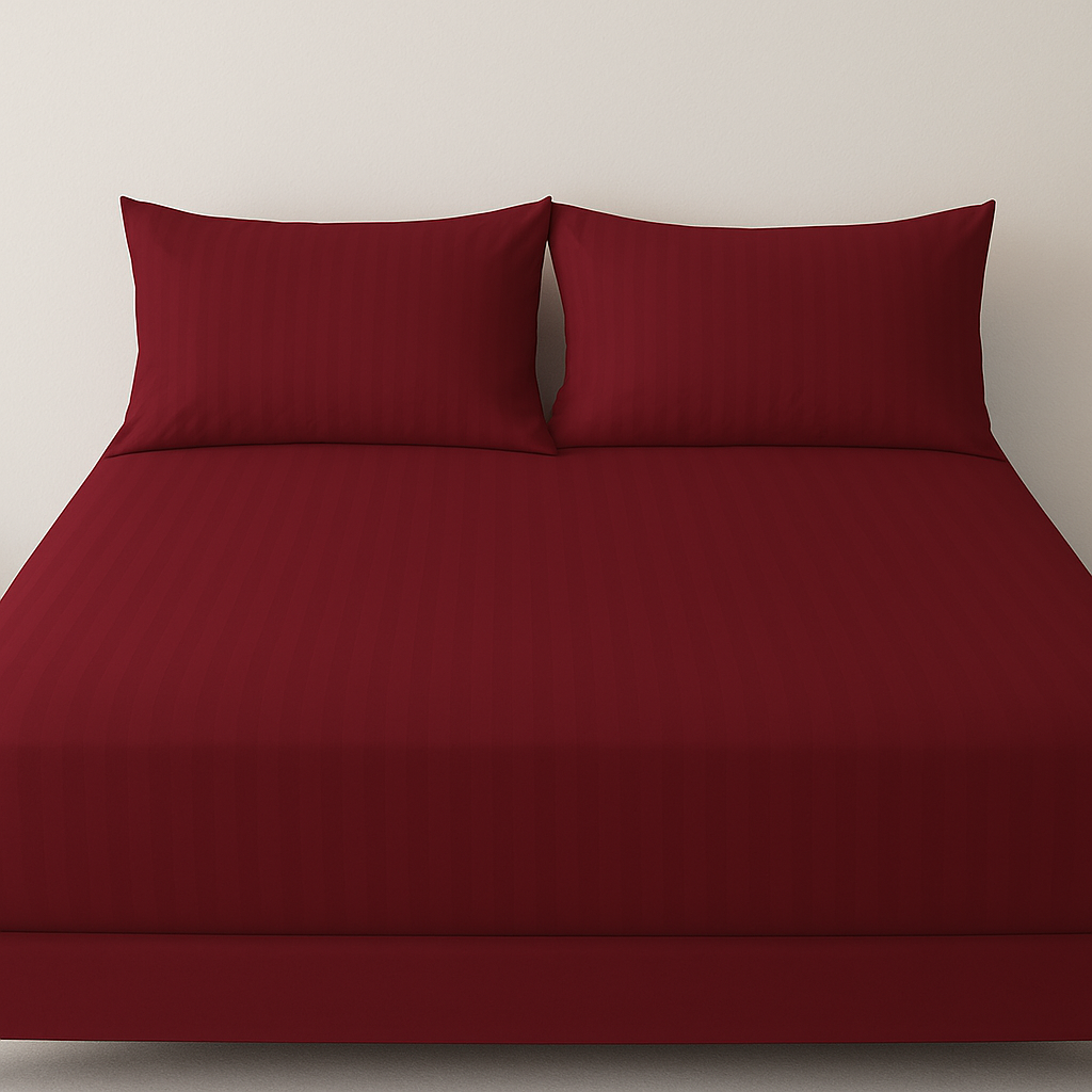 Striped Satin Fitted Sheet - 3 Piece Set